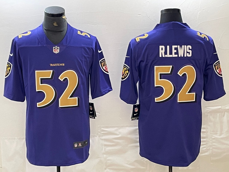 Men's Baltimore Ravens Ray Lewis #52 Purple Jersey